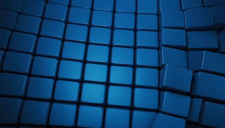 Abstract 3d rendering of blue cubes background. Futuristic background design.の素材