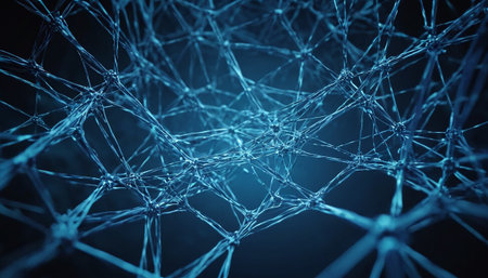 3D rendering of abstract digital technology concept. Network connection structure.の素材