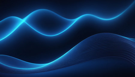 abstract blue wavy lines on dark background, abstract wave linesの素材