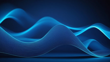 Abstract blue wavy background. 3d rendering, 3d illustration.の素材