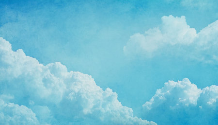Blue sky and white clouds with grunge texture, nature abstract backgroundの素材