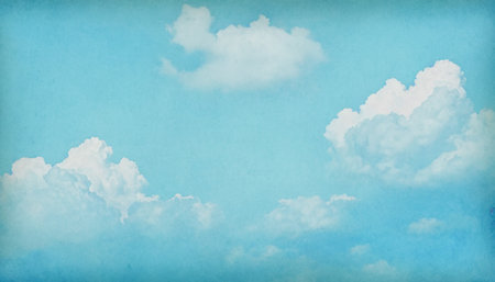grunge image of blue sky with white clouds, vintage backgroundの素材