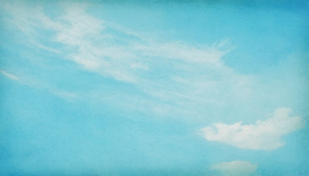 Blue sky with white clouds. Nature background. Vintage style tonedの素材