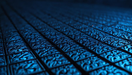 Close up of blue glass tiles. Shallow depth of field.の素材