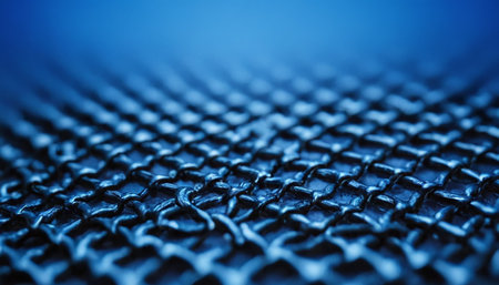 Close up of blue snake skin texture with shallow depth of field.の素材