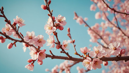 Beautiful blooming apricot flowers in the spring time.の素材