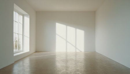 Empty room with window and white walls. 3d rendering mock upの素材