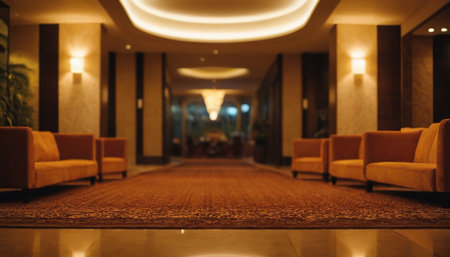 Interior of hotel lobby. Blurred background, shallow DOFの素材
