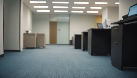 Blurred image of modern office interior for background usage. Shallow depth of field.の素材