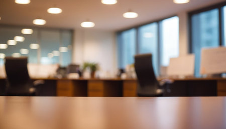 Table Top And Blur Office of the Background. Ready for Your Designの素材