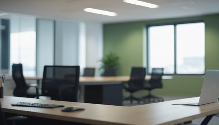 Blurred image of modern coworking office interior. Workplace concept.の素材