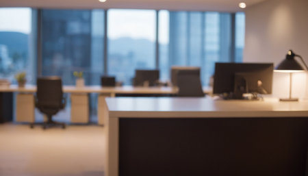 Blurred view of modern office interior. Blurred background, business conceptの素材