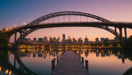 Sunset over the city of Pittsburgh, Pennsylvania, United States.の素材