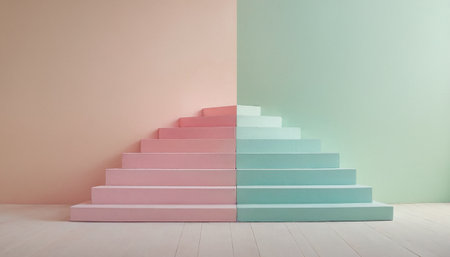 staircase in the room with green wall. 3d renderingの素材