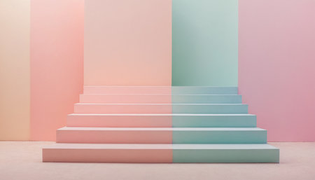 staircase pastel color background, 3d render concept for graphic designの素材