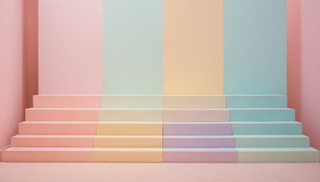 staircase in pink and blue pastel color. 3d renderingの素材