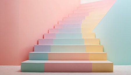 staircase in pastel colors, stairway in the roomの素材