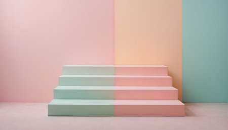 staircase in the room with pastel background, stock photoの素材