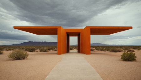 Conceptual 3D rendering of an arbor in the desertの素材