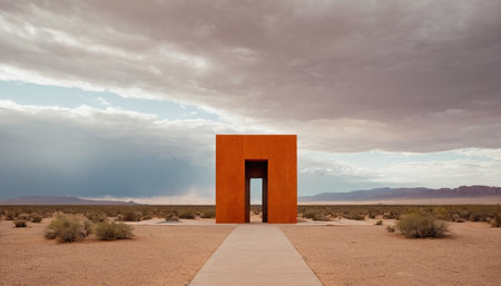 Digital composite of Entrance to the desert with stormy sky.の素材
