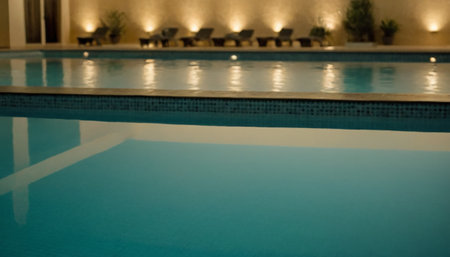 blur image of swimming pool in hotel for background usage.vintage toneの素材
