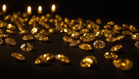 Candles in the form of diamonds on a black background. Selective focus.の素材