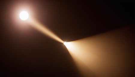 The light from the spotlights on a dark background. Close-upの素材