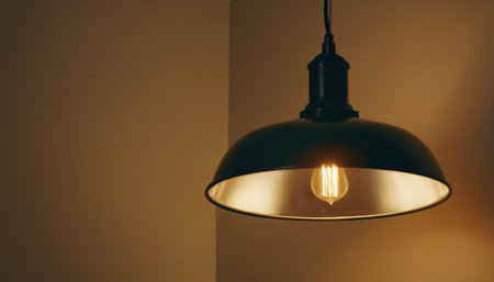 Vintage lamp hanging on the wall in the room, stock photoの素材