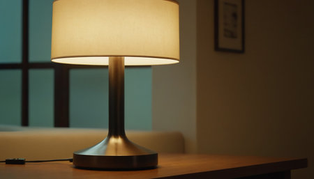 Lamp on the table in the room. Selective focus.の素材