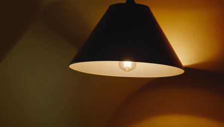 Lighting in the room. Close up of lampshade.の素材