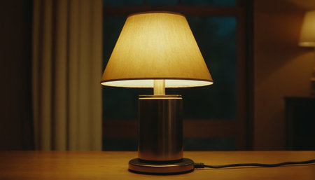 Lamp on the table in the room. Selective focus.の素材