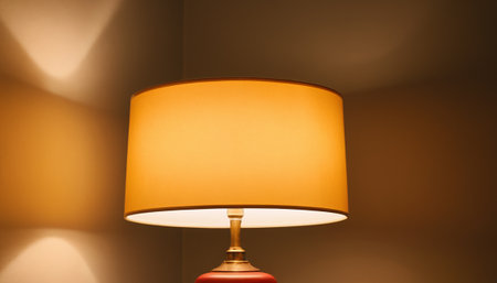 Lamp on brown wall in the room. Selective focus.の素材