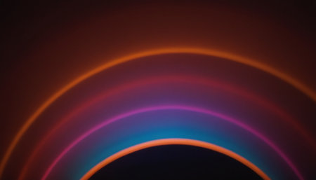 Neon circles on a black background. Abstract background for design.の素材