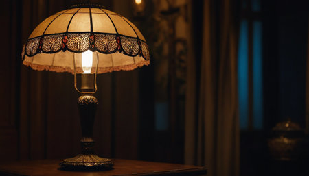 Vintage lamp in the interior of the room. Selective focus.の素材