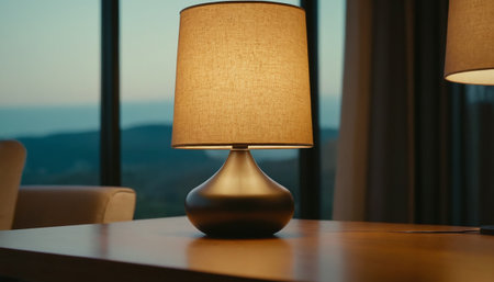 Lamp on the table in the living room. Selective focus.の素材