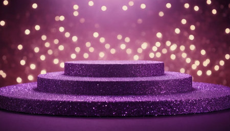 Stage podium with lighting, Stage Podium Scene with for Award Ceremony on color Background.の素材