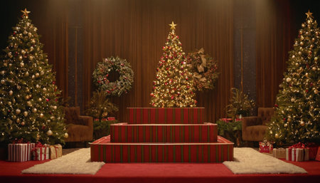 Christmas tree with presents in the living room. 3d rendering.の素材