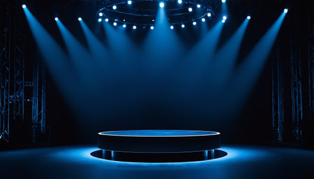 stage lighting effect in the dark, 3d render illustration mockupの素材