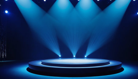 Stage Spotlight with Scene, Stage Podium Scene with for Award Ceremonyの素材