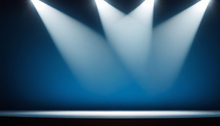 Blue stage with spotlights and copy space for your text or imageの素材