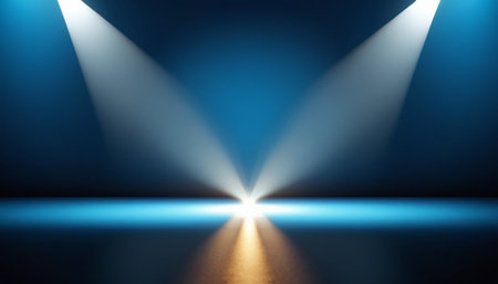 Spotlight in the dark blue room. Abstract background. 3d renderingの素材