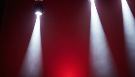 Red Spotlights on a Red Stage Background. Horizontal Image Compositionの素材