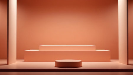 3d rendering, abstract minimal geometric forms. Glossy luxury podium for product presentation.の素材