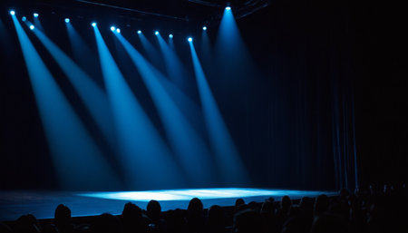 Stage Spotlight with Laser rays, Stage Spotlight on Stage, Stage Backgroundの素材