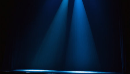 blue stage background with spotlights, spotlight on stage, stage backgroundの素材