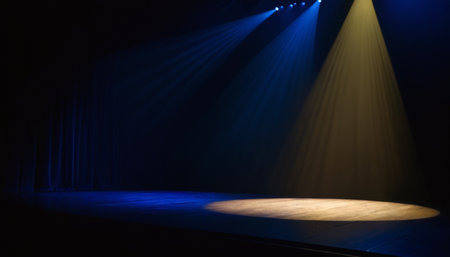 Stage Spotlight with Stage Podium Scene, Stage Spotlight on Stage Backgroundの素材