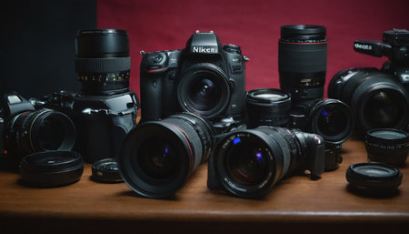 Group of professional photographic equipment.の素材