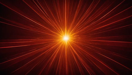 abstract red background with rays of light and lens flare effect.の素材
