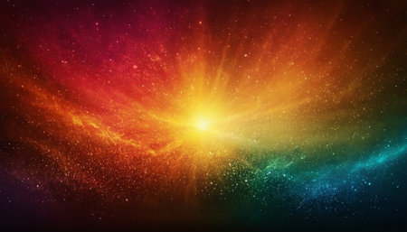 abstract galaxy background with nebula, stars and shining sun.の素材