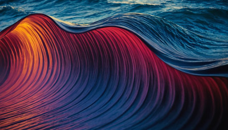 abstract wave background with blue, red and yellow colors. 3d renderingの素材